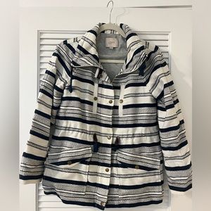 The Loft stripe jacket. Adjustable synched waist. So cute!